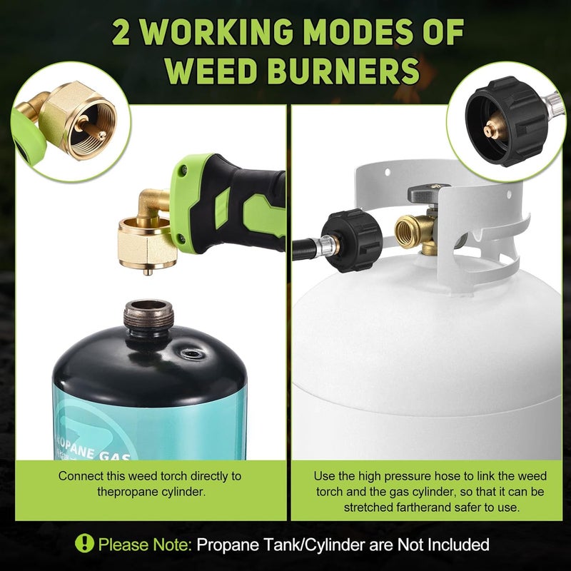 WorkBless Weed Torch, Propane Torch Weed Burner with 10 ft Hose, 1800,000 BTU, Flame Weeder with Flame Control for Weeding, Snow Melting - Image 5